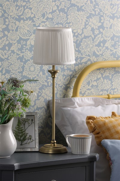 (image for) Laura Ashley Hemsley Table Lamp Antique Brass and Ivory With Shade
